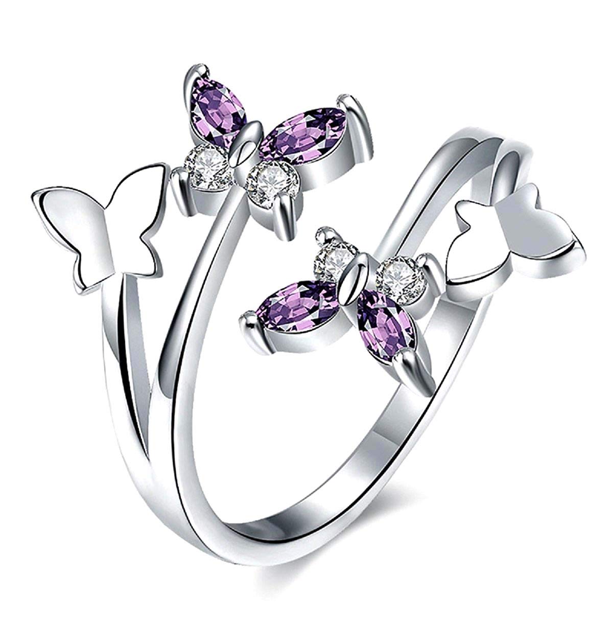 University Trendz Gold Plated & Silver Plated Pattern Stylish Butterfly Open Ring for Women(Silver) (B07LGS24W6) Amazon Price History, Amazon Price Tracker