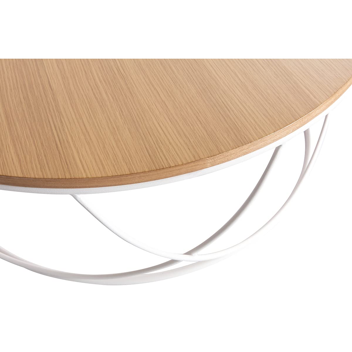 Miliboo Table Basse Ronde Bois Clair chêne et métal Blanc D80 cm Lace