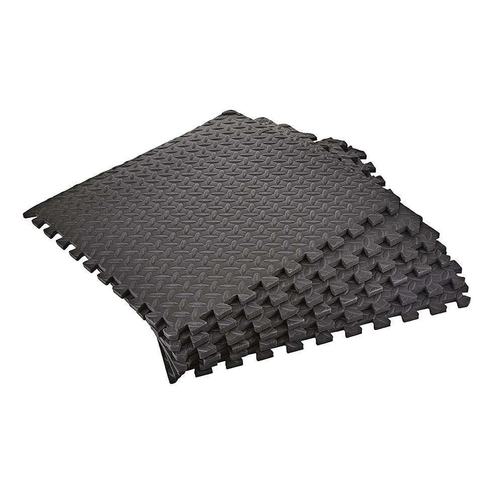 Physioroom Interlocking Flooring Tiles Exercise Mats | 6 Pcs Non-Slip Rubber Cushion EVA Foam for Floor Gyms, Tent & Camping Carpet, Gym Mats for Home, Garage Floor Tiles (60x60cm)