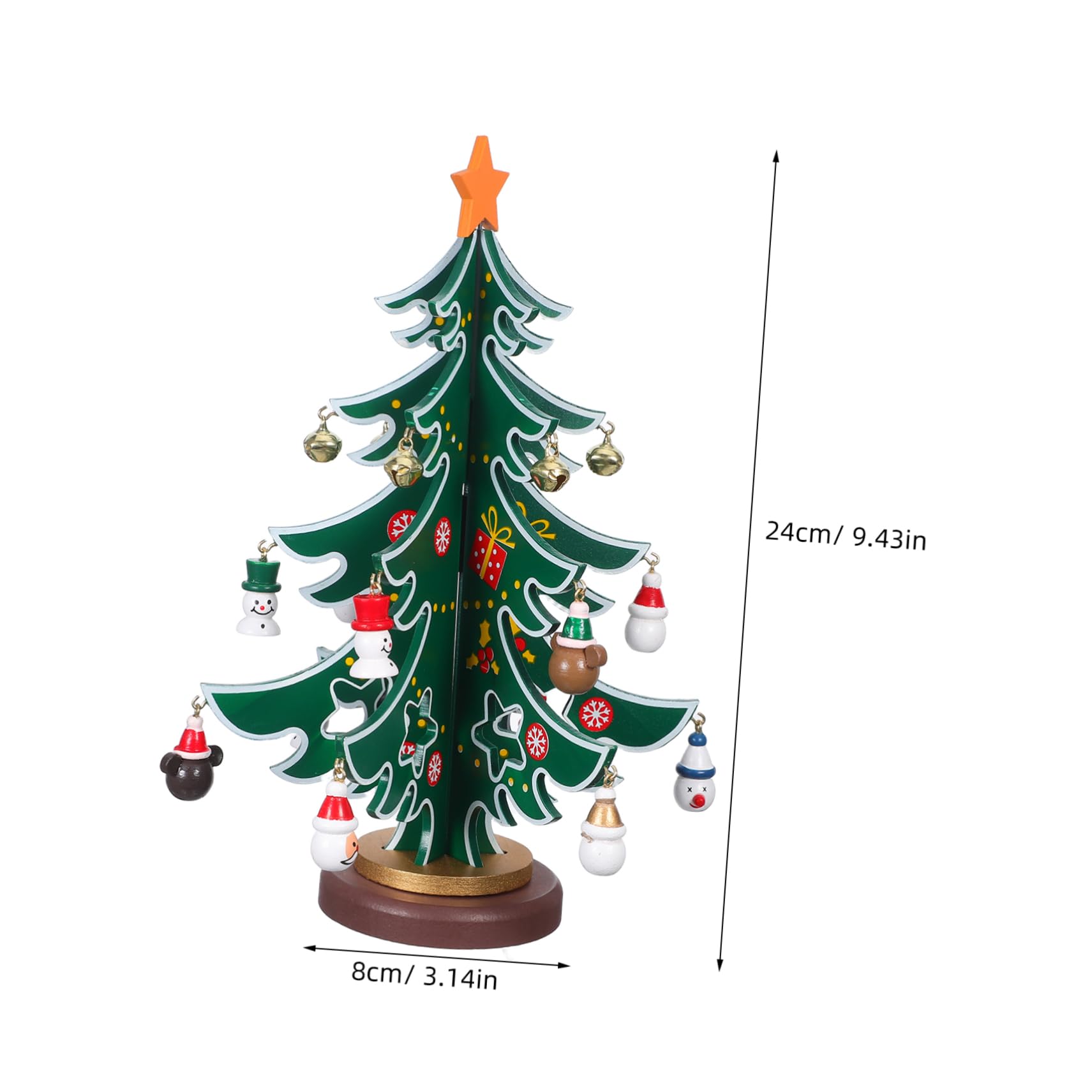 Zerodeko 2pezzi Albero Di Natale in Legno Mini Alberi Da Tavolo Con Ornamenti Appesi Decorazioni Natalizie in Legno Per Casa Ufficio e Negozio