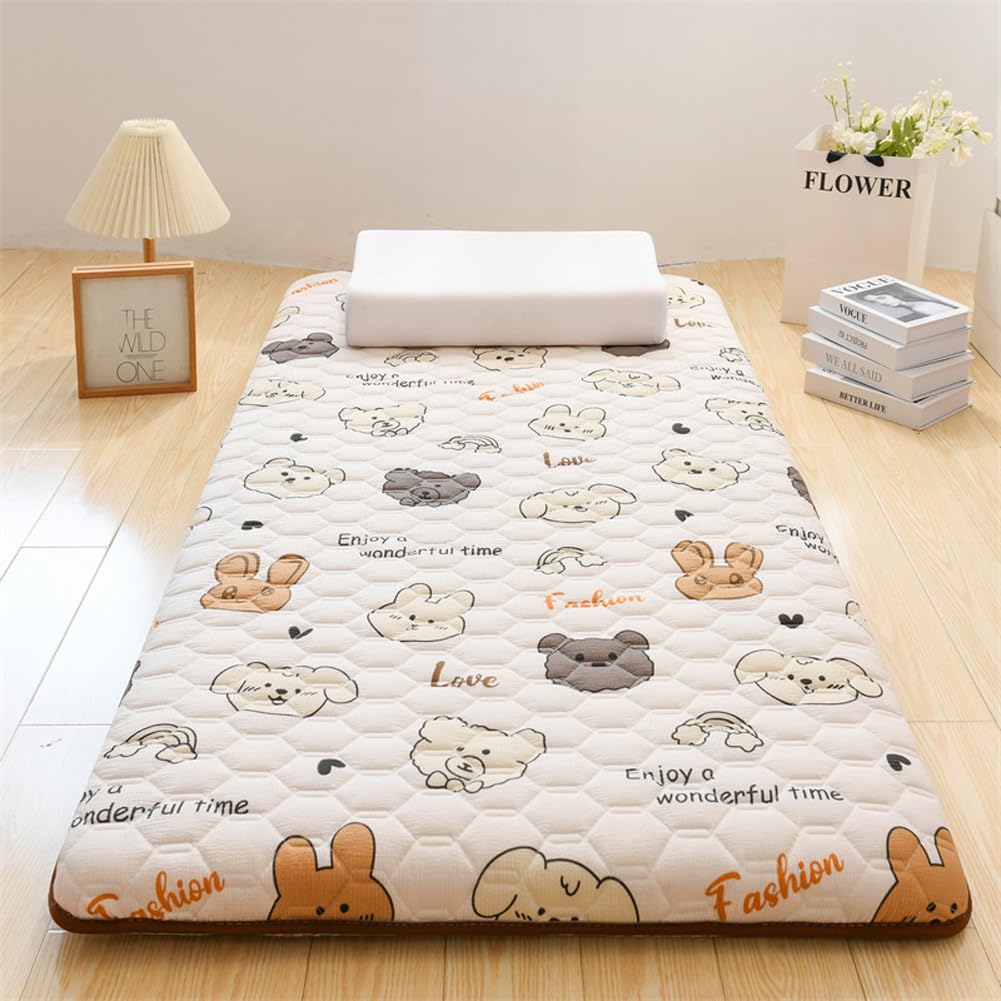 Materasso futon giapponese, singolo, matrimoniale, queen size, king size, arrotolabile, morbido, portatile, per dormitorio, tatami, materasso da campeggio (verde, 80 x 190 cm)