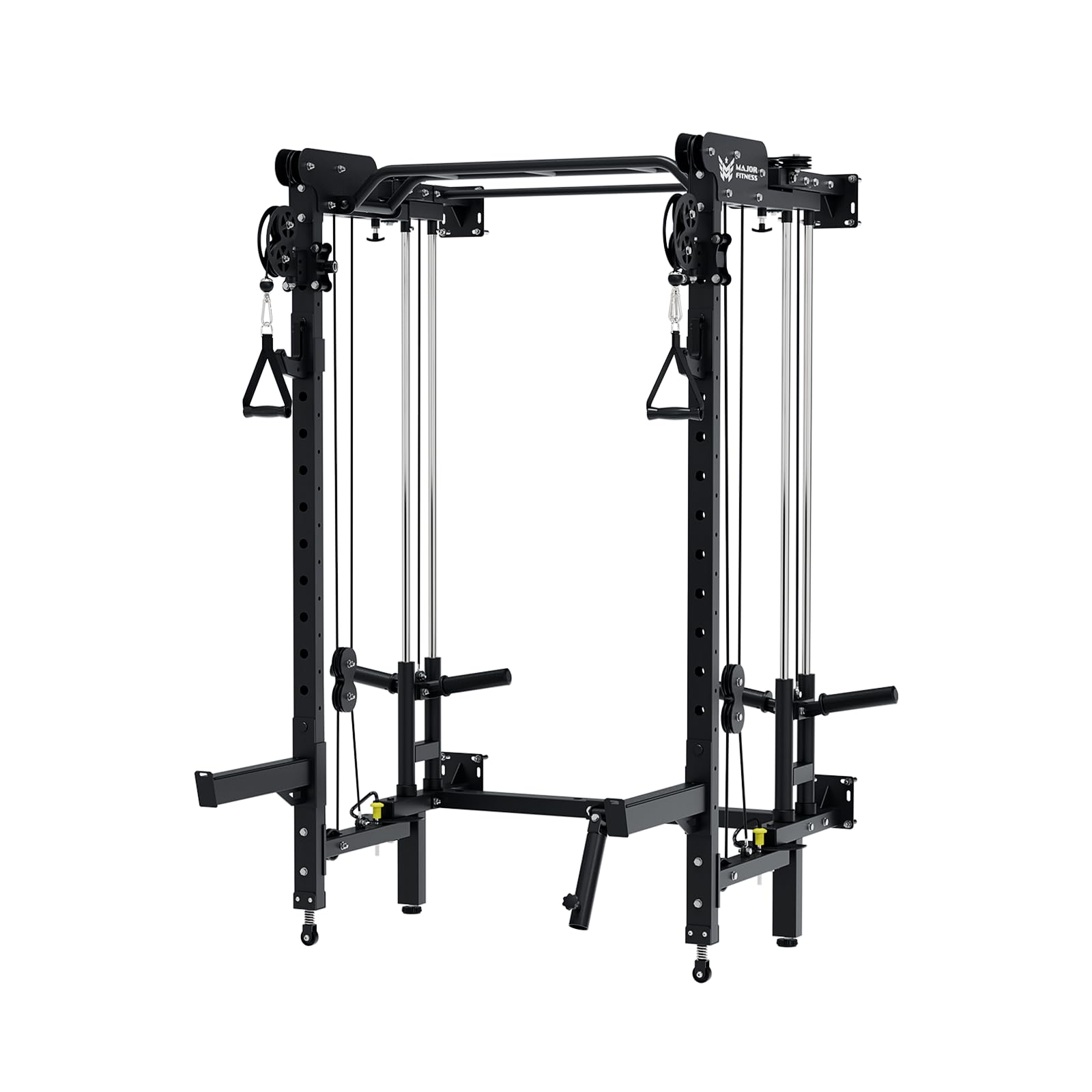 MAJOR FITNESS F35 Folding Power Rack 4-in-1 Home Gym with Cable Pulley System, Multi-Grip Pull-Up Bar, Landmine, 80+ Exercises Space-Saving Gym Equipment Easy Folding for Small Spaces