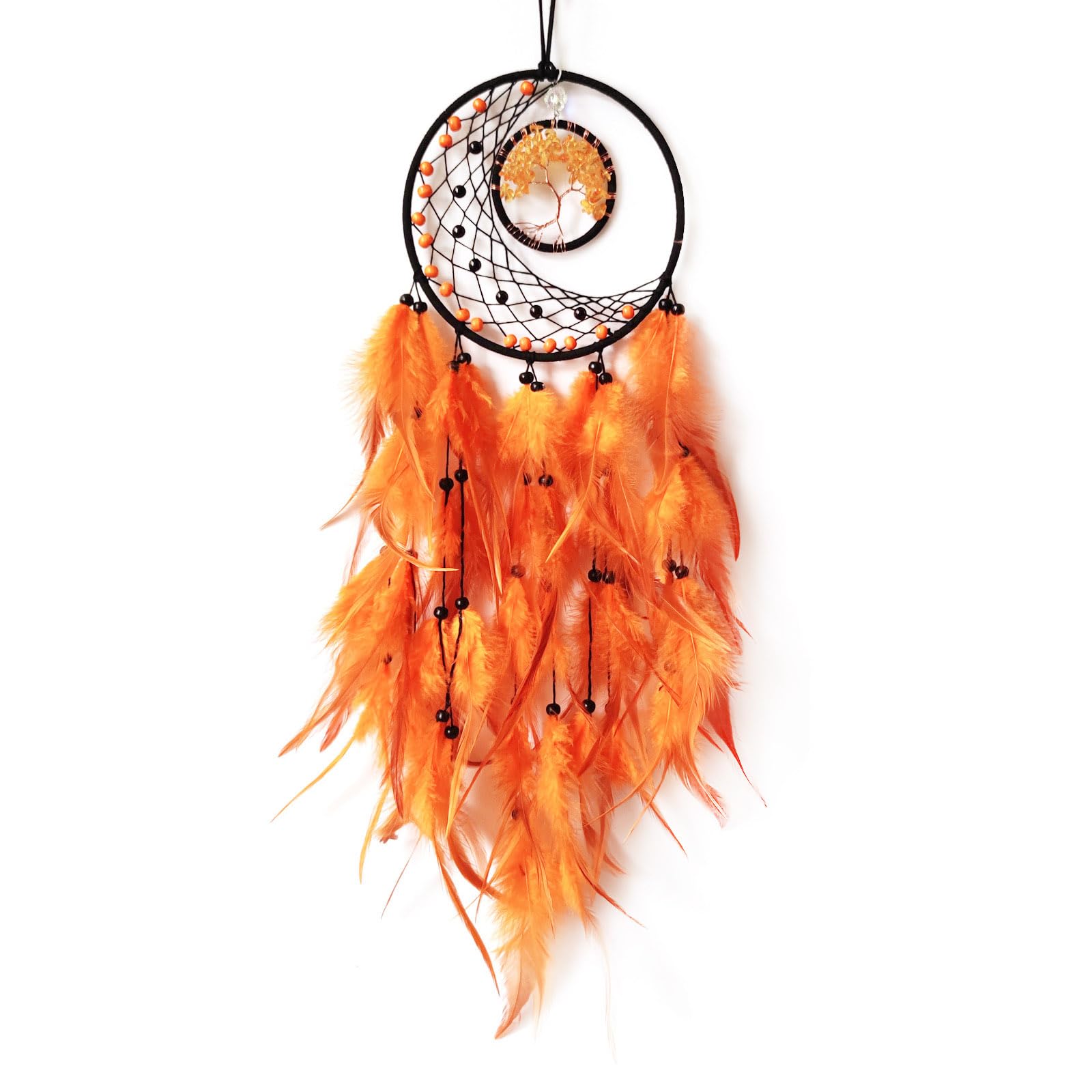 Donko Orange Dream Catcher with Tree of Life