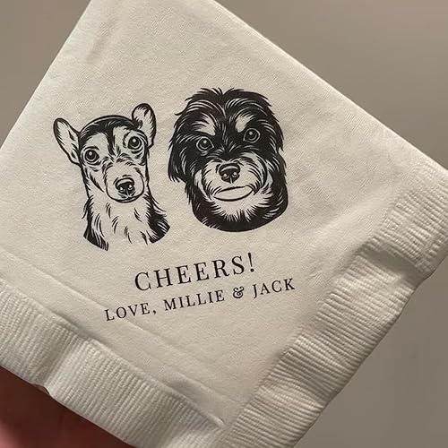 Miniatura 2 de Coolslove Servilletas de cóctel personalizadas para mascotas, Servilletas de boda para perros, Servilletas personalizadas con foto, Servilletas