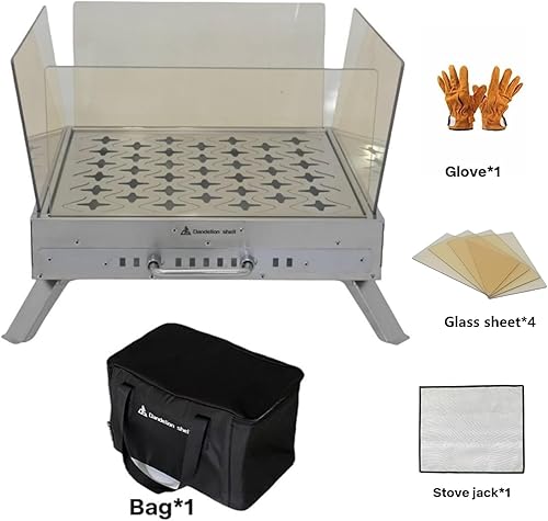 Miniatura 10 de Estufa de leña portátil para acampar con cristal de visión y función de cocción, 7 chimeneas de acero inoxidable para refugio, caza, cocina al aire