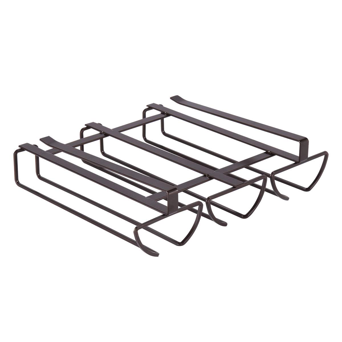 ORZ Under Cabinet Wine Glass Holder Large Stemware Hanger Racks with 3 Rows, Iron Bronze