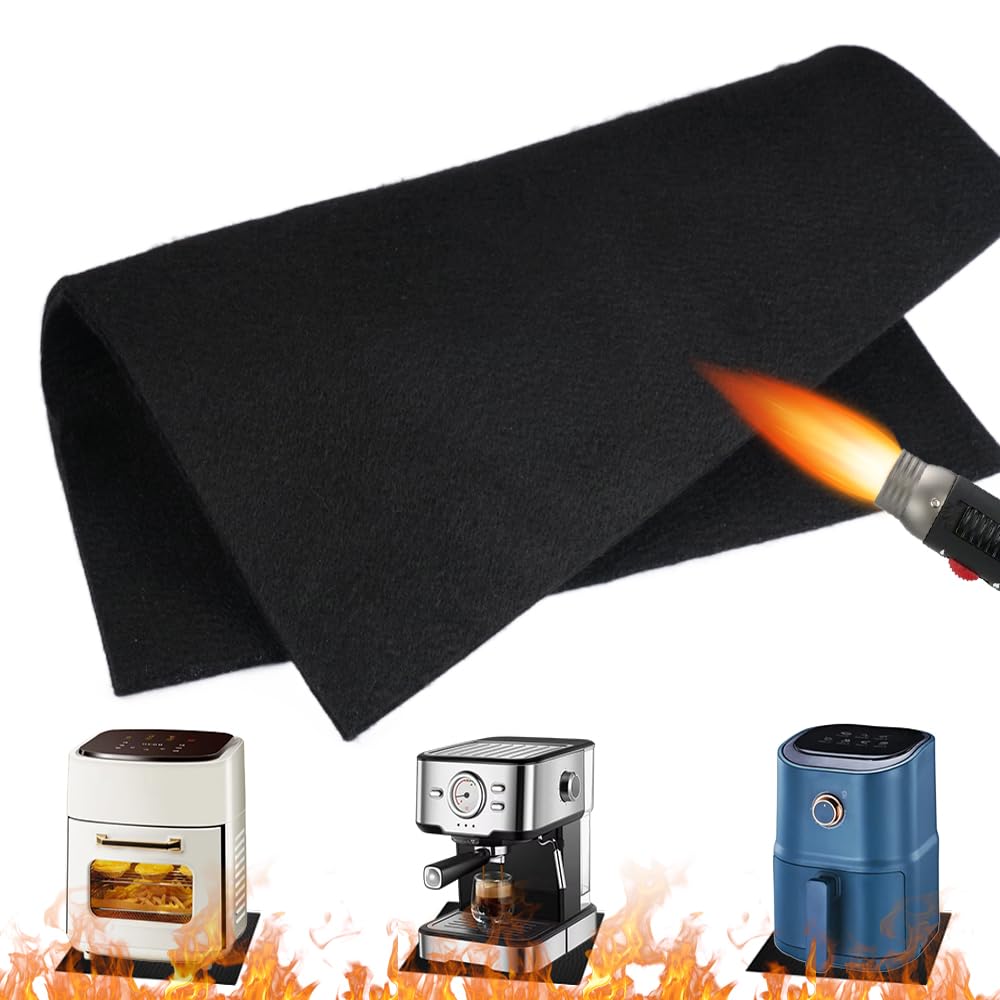 30x30cm Alfombra Chimenea Ignifuga, 6mm Placa Ignífuga, Negro Manta Ignifuga, Manta Ignifuga Soldadura, Resistente Al Calor hasta 1000 °C, Manta No Inflamable para Estufa, Lavavajillas, Soldadores