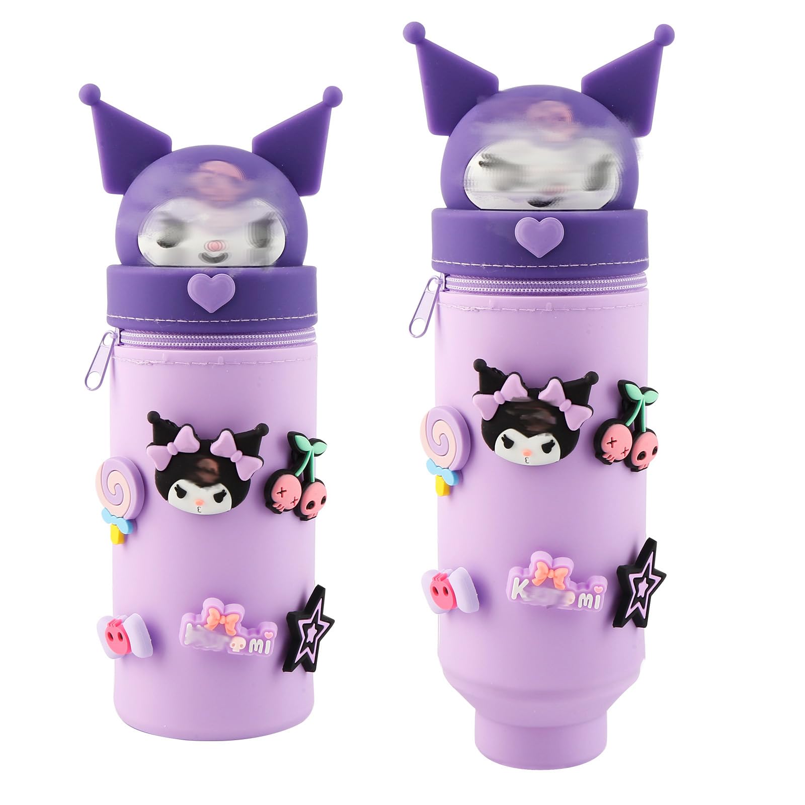 Kuro-m Trousse à Crayons en Silicone 2 en 1, Étui École Souple Zippée, Porte-stylos de Table