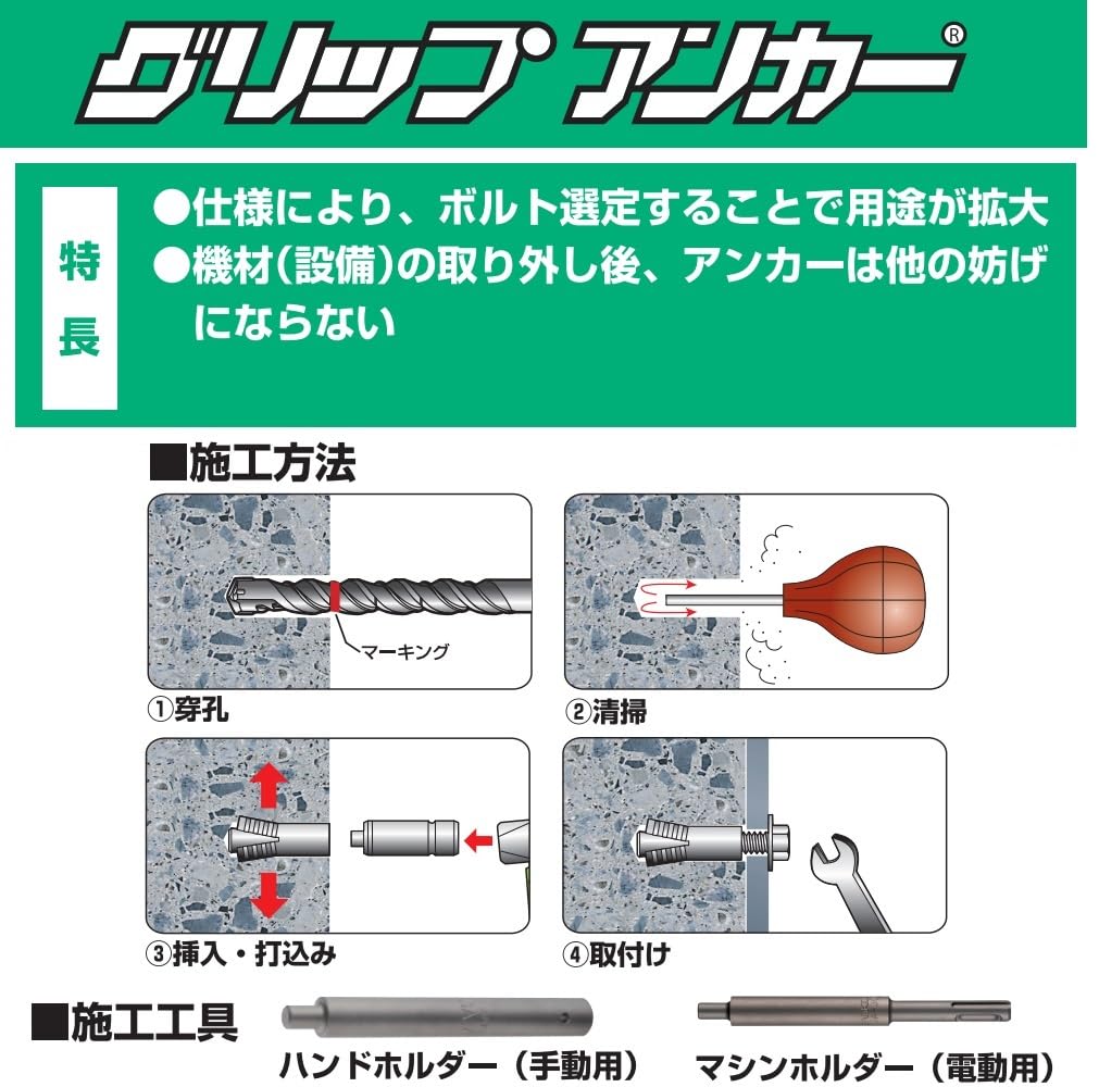 Amazon | グリップアンカー（半箱） GA12M-25（ねじ径M12×全長50mm×25