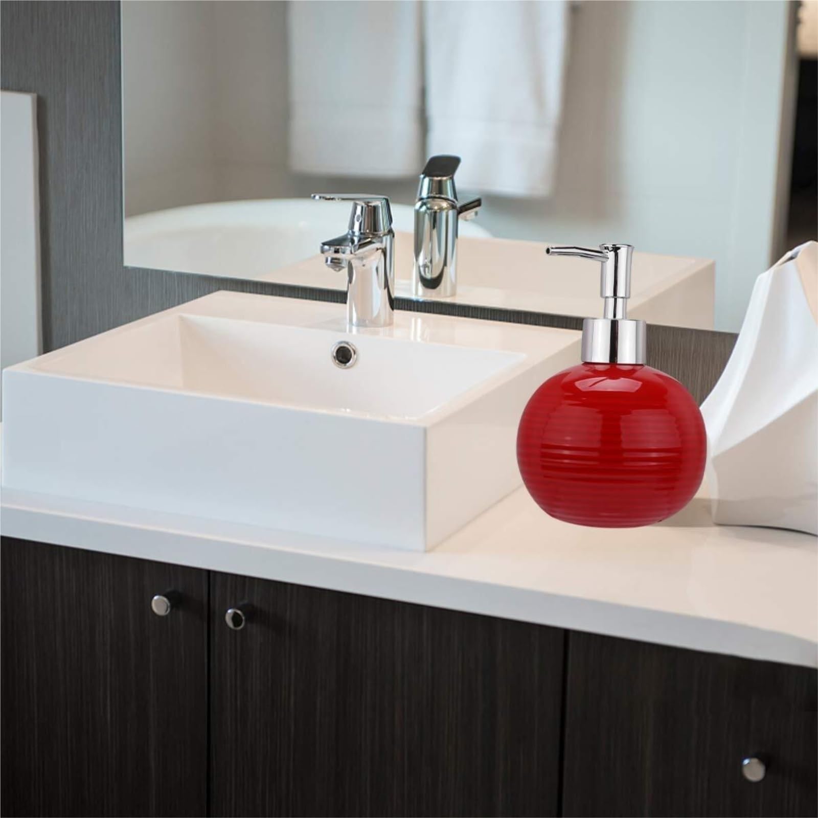 Dispensador Jabon Baño Ducha Dispensador De Jabón Redondo, Botella Prensa, Loción Rellenable For Baño Dosificador Champu(Rot)