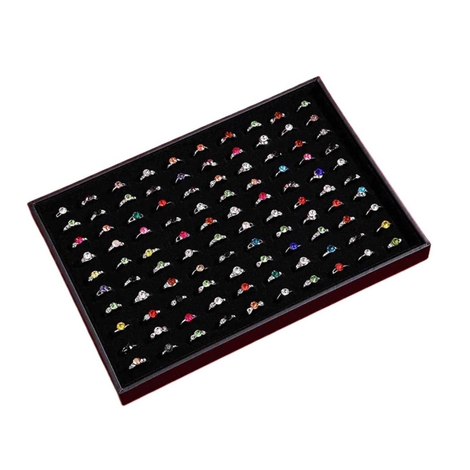 ZNJAMN 1pcs Rings Display Organizer Flat Bottom Jewelry Pallet Space Saving Stackable Drawer for Ring(Black)