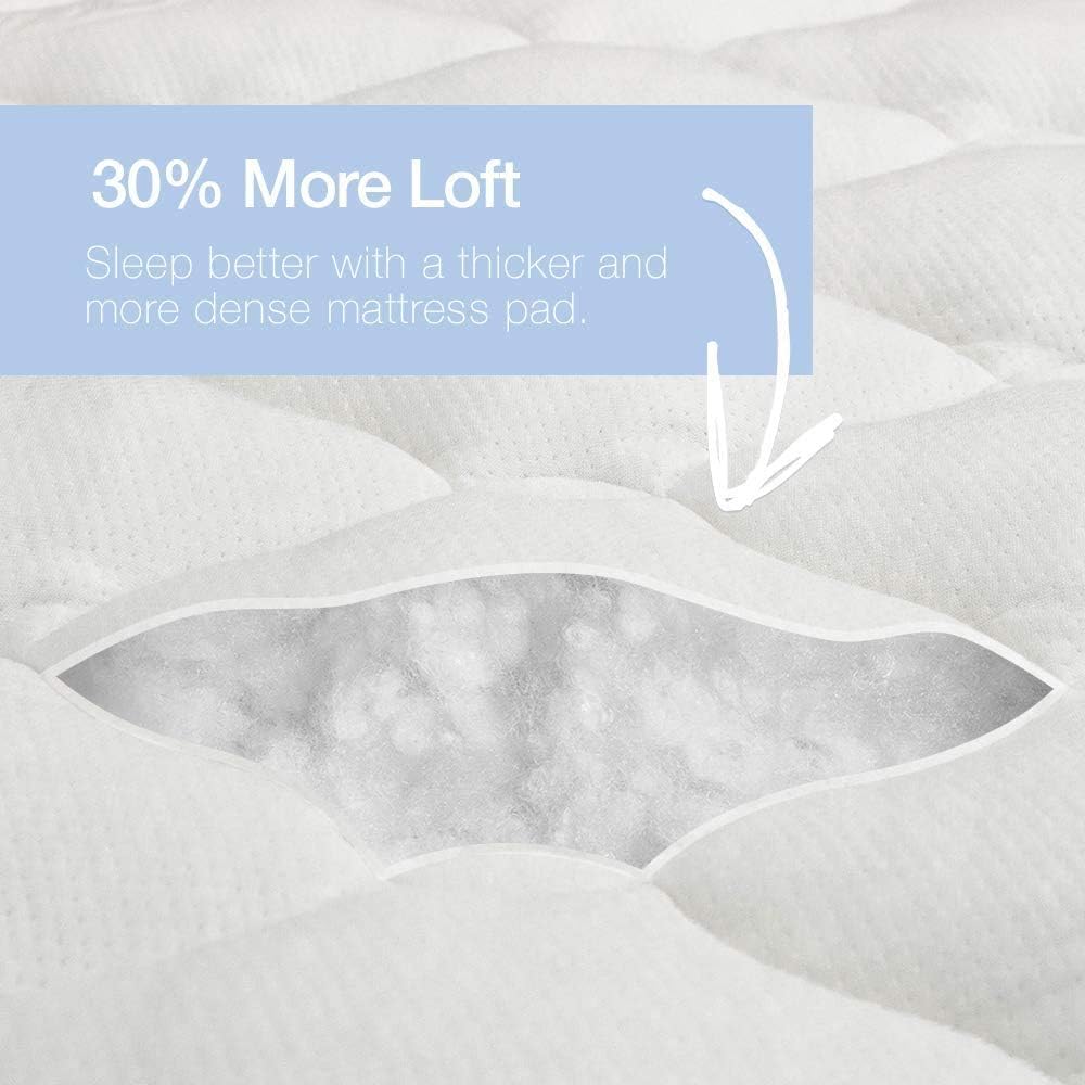 eLuxurySupply Double Thick Rayon Bamboo Mattress Topper with Fitted Skirt - Extra Plush Cooling Bamboo Mattress Pad - Hypoallergenic Down Alternative Fill - Made in The USA - Queen : Home & Kitchen