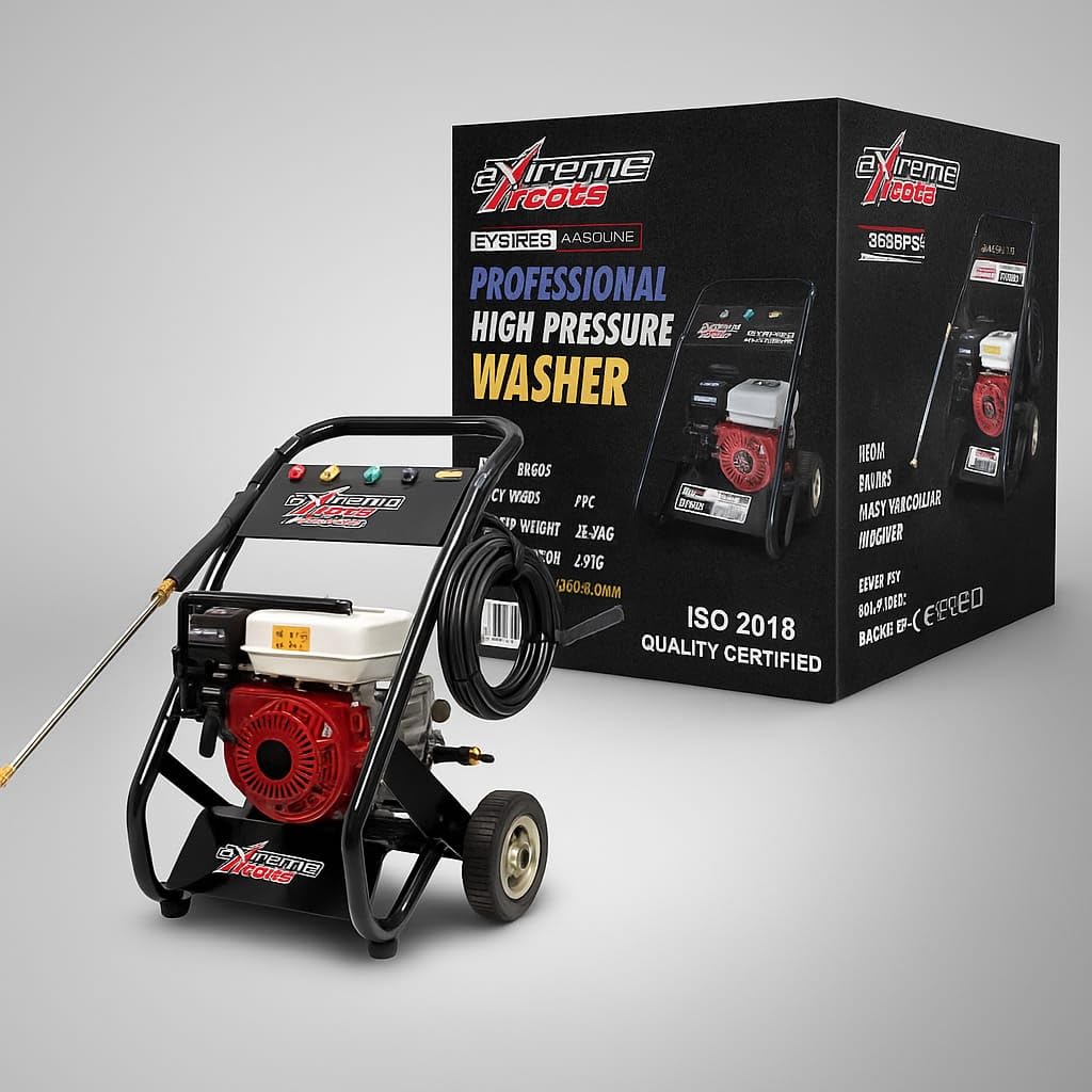 Hidrolimpiadora a Gasolina 3600 PSI – Motor 6.5HP con 4 Boquillas y Kit de Limpieza Profesional