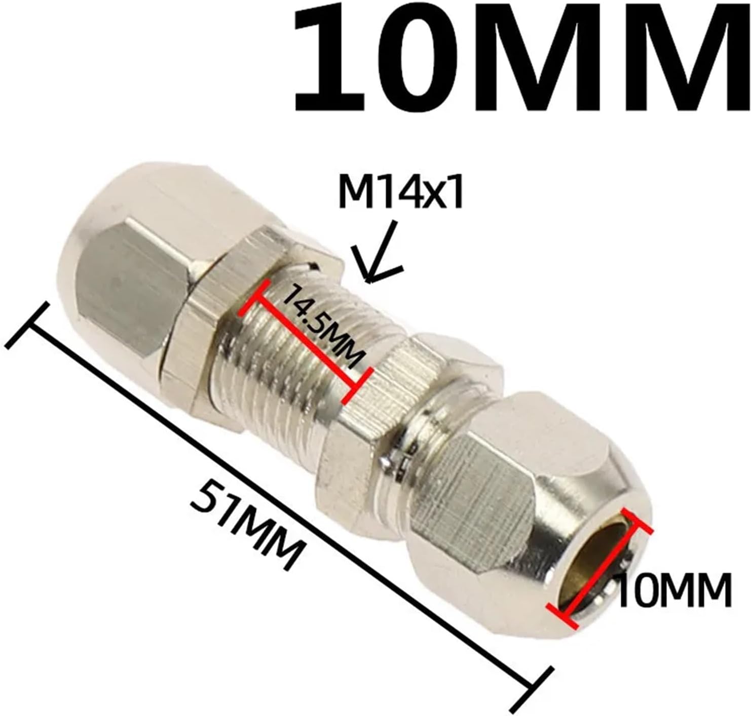 Bulkhead Straight Type Qucik Push in Fittings Pneumatic Bushing 4MM 6 8 10 12 14 16MM Compression Ferrule Ring Pipe Connector(KTPM 10mm)