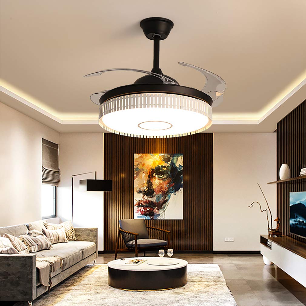 HXYSXHJUO Liviroom Fans with Ceililights and Remote Control,Modern Reversible 6 Speed Adjustable Led Fan Light for Indoor Bedroom Lounge Diniroom/White