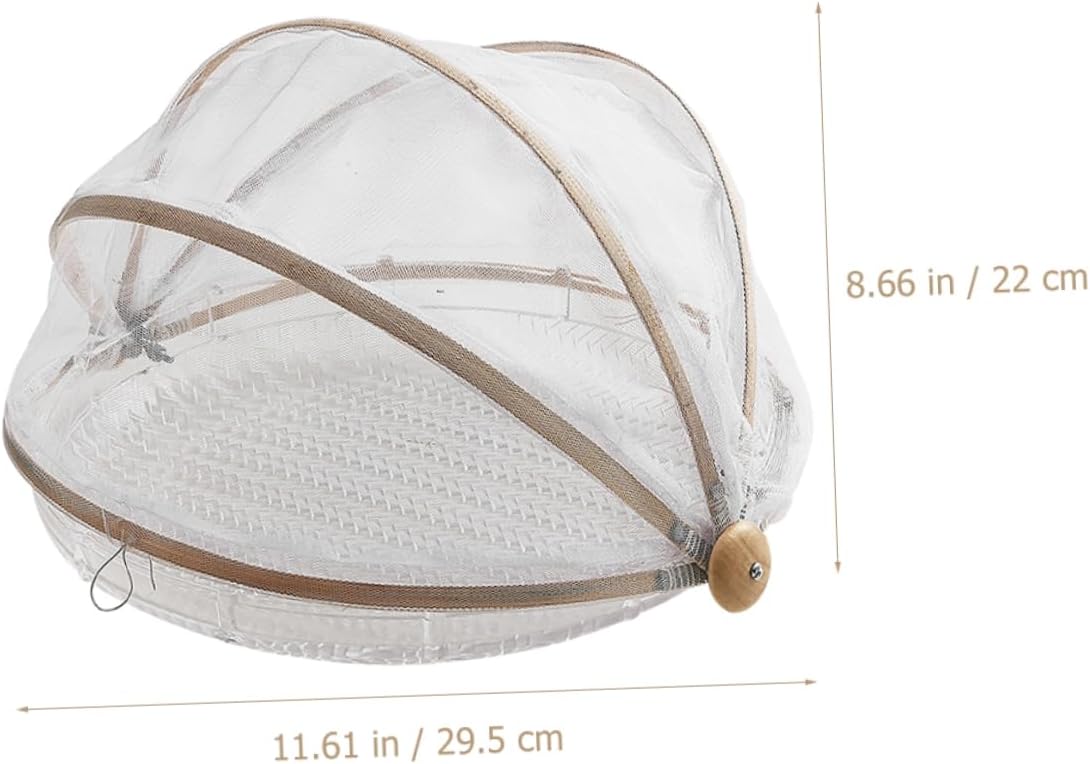 Amosfun Bamboo Drying Food Cover with Mesh Portable Outdoor Storage Basket for Fruits and Bread for Picnics and Camping Keeps Food Fresh and Protected