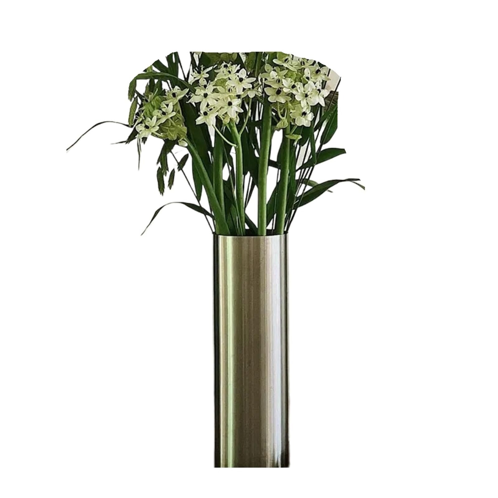 9x28Hcm 304 Stainless Steel Vase Decorative Centerpiece For Home Or Wedding Silver for Wedding Table Centrepiece((sanding) 9X28Hcm)