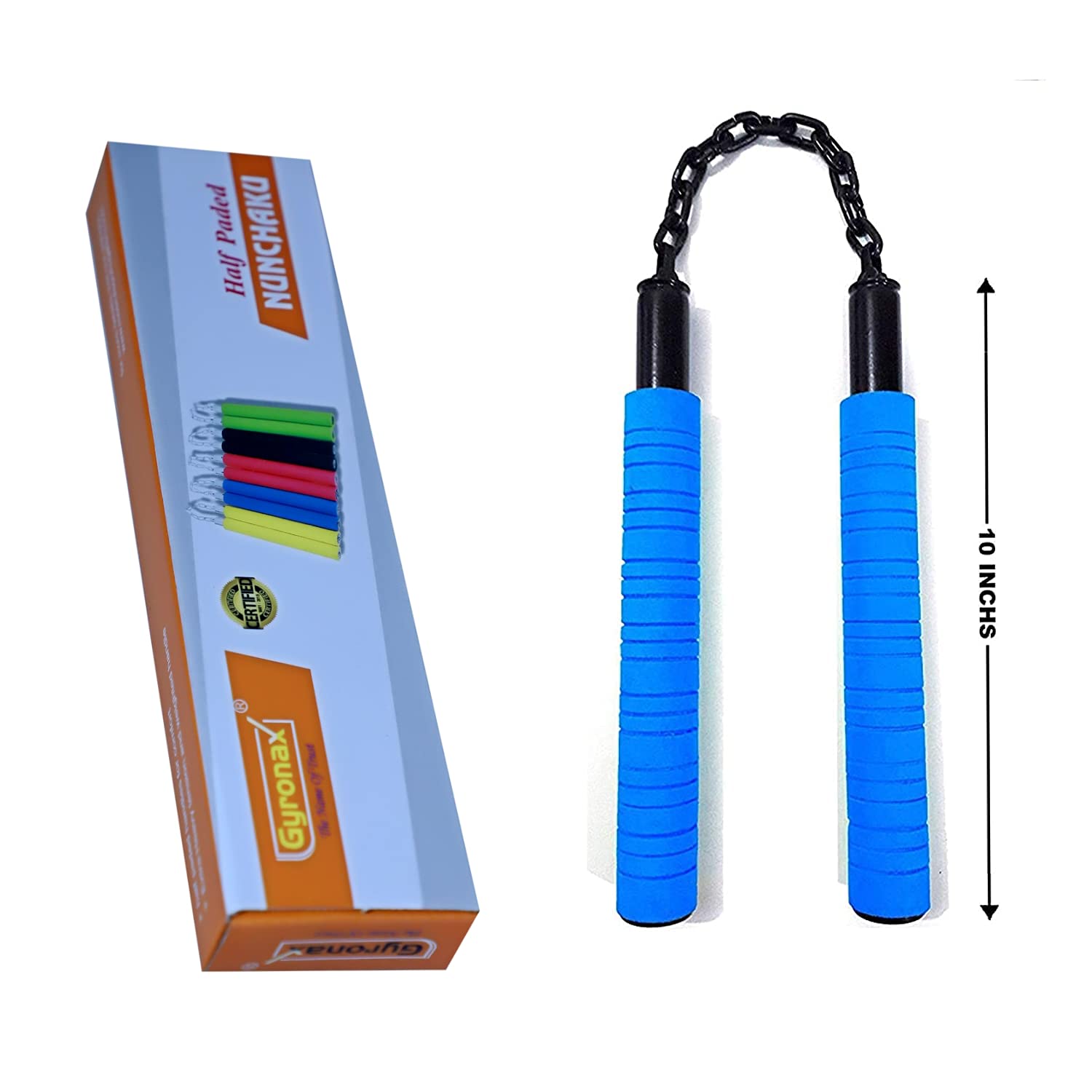 Gyronax Rubber Foam Nunchaku Handle 10 and 9-inch Metal Chain (Blue) (B07P1GNWVJ) Amazon Price History, Amazon Price Tracker