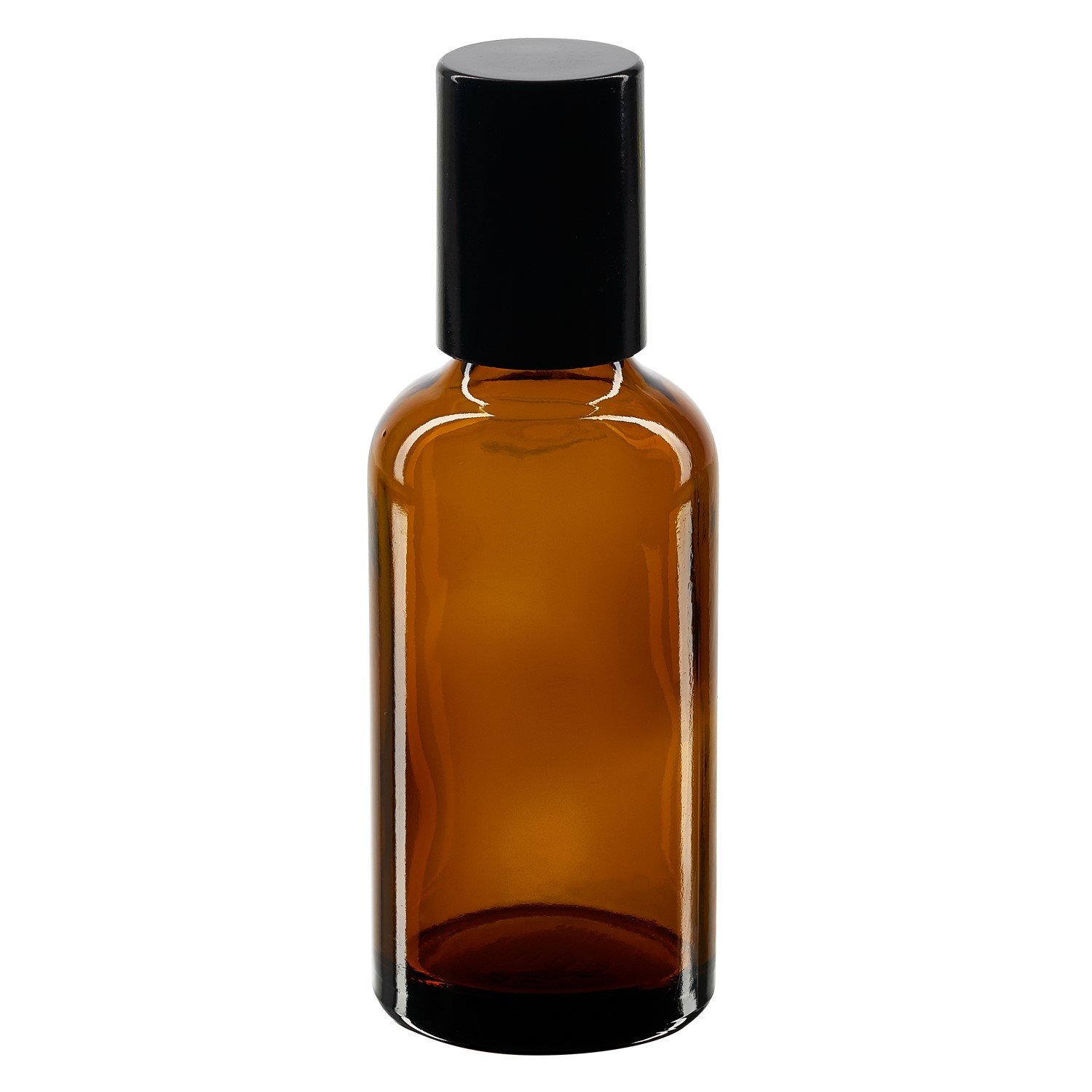 100x Glas Deostick mit brauner 50 mll Flasche, leerer Deo Roller - inkl. schwarzem Roll On Verschluss