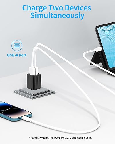 Miniatura 3 de Cargador de pared USB, paquete de 4 unidades de 2.1A5V de doble puerto USB adaptador de corriente de cubo USB caja de enchufe para iPhone 15 14 13