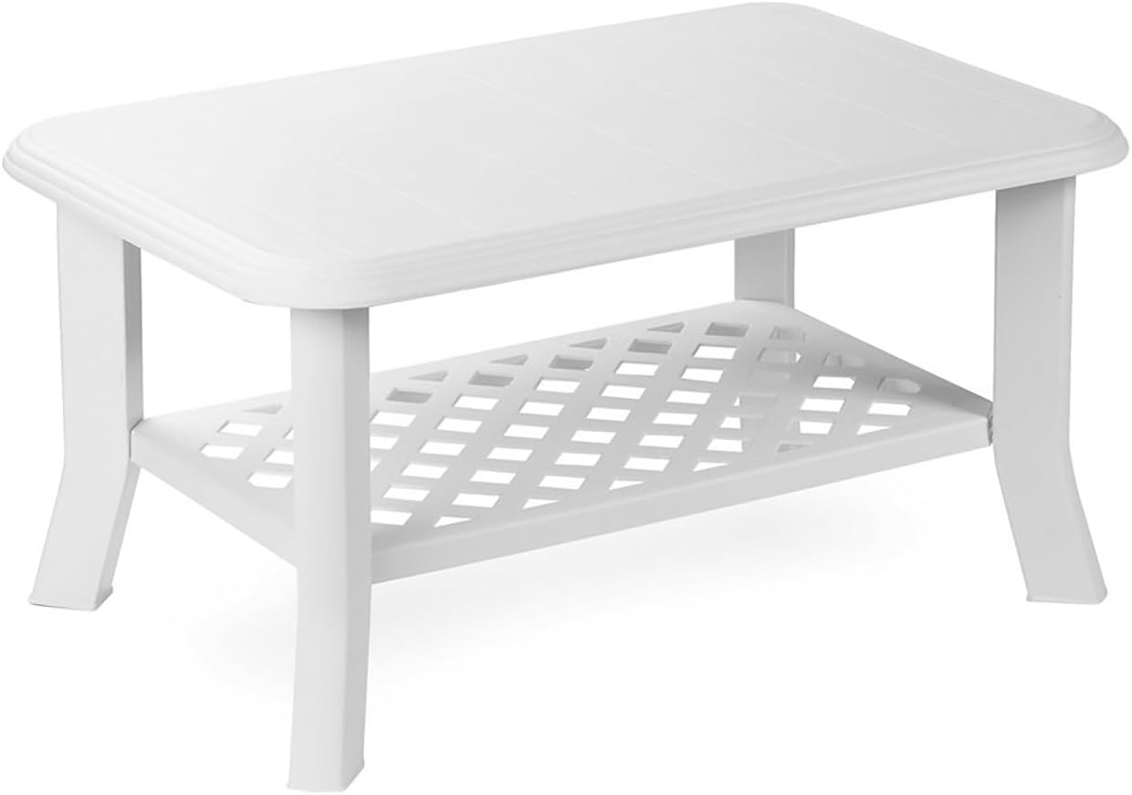 Mojawo Plastic Garden Table 90 x 60 cm Rectangular White Balcony Table Garden Table Coffee Table Patio Bistro Table