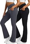 Flare Leggings for Women with Pockets 2pack High Waisted Crossover Flare Leggings Bootcut Yoga Pants