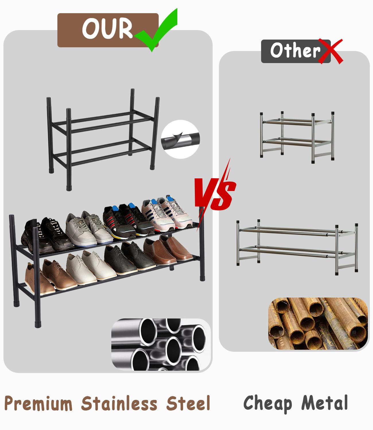 SONGMICS Étagère à Chaussures à 3 Niveaux, Organiseur De Rangement