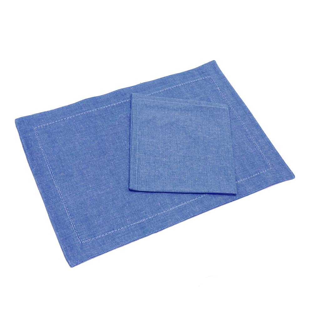 Set Tovaglietta più Tovagliolo Tinta Unita in puro Cotone, Set Americano Tovagliette Tovaglioli Cotone (Carta da Zucchero)