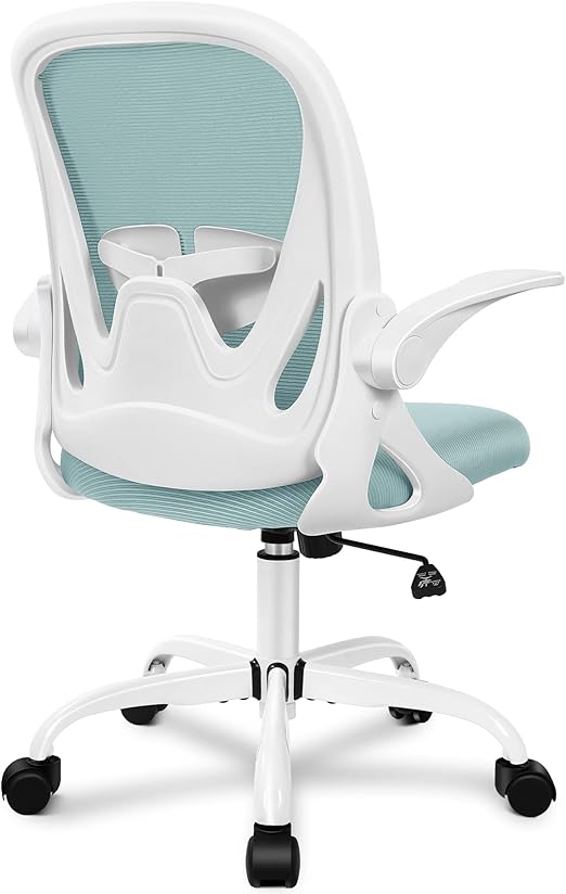 Primy Office Chair Ergonomic Desk Chair with Adjustable Lumbar Support and Height, Swivel Breathable Desk Mesh Computer Chair with Flip up Armrests for Conference Room(Light Blue)