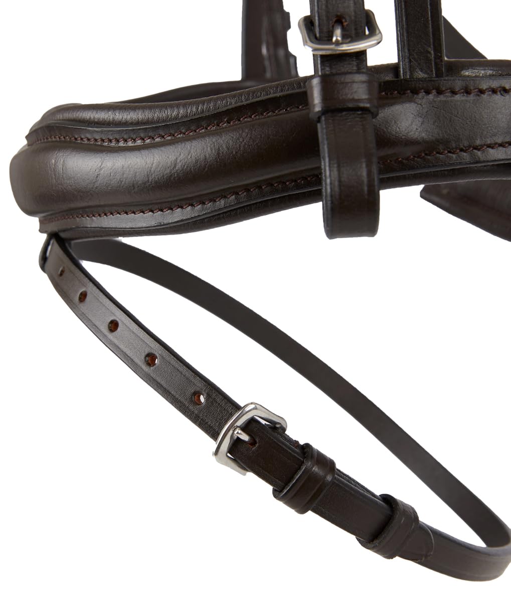 Pelle Horses Anatomica Briglia con Frontalino, Nasiera e Sopratesta in Cuoio per Cavalli St-009 (Nera, Full)