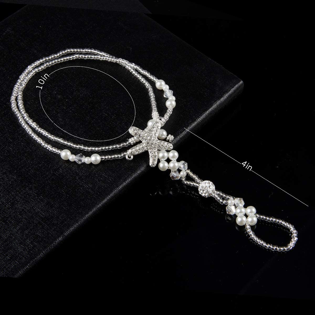 2 Pairs Barefoot Sandals- Beach Anklet Chain with Starfish for Women Lady's Beach Wedding Foot Jewelry Party Accessories: Seastar + Scallop