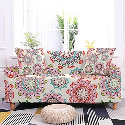 Housse de canapé sectionnelle élastique 2 places salon motif fleur