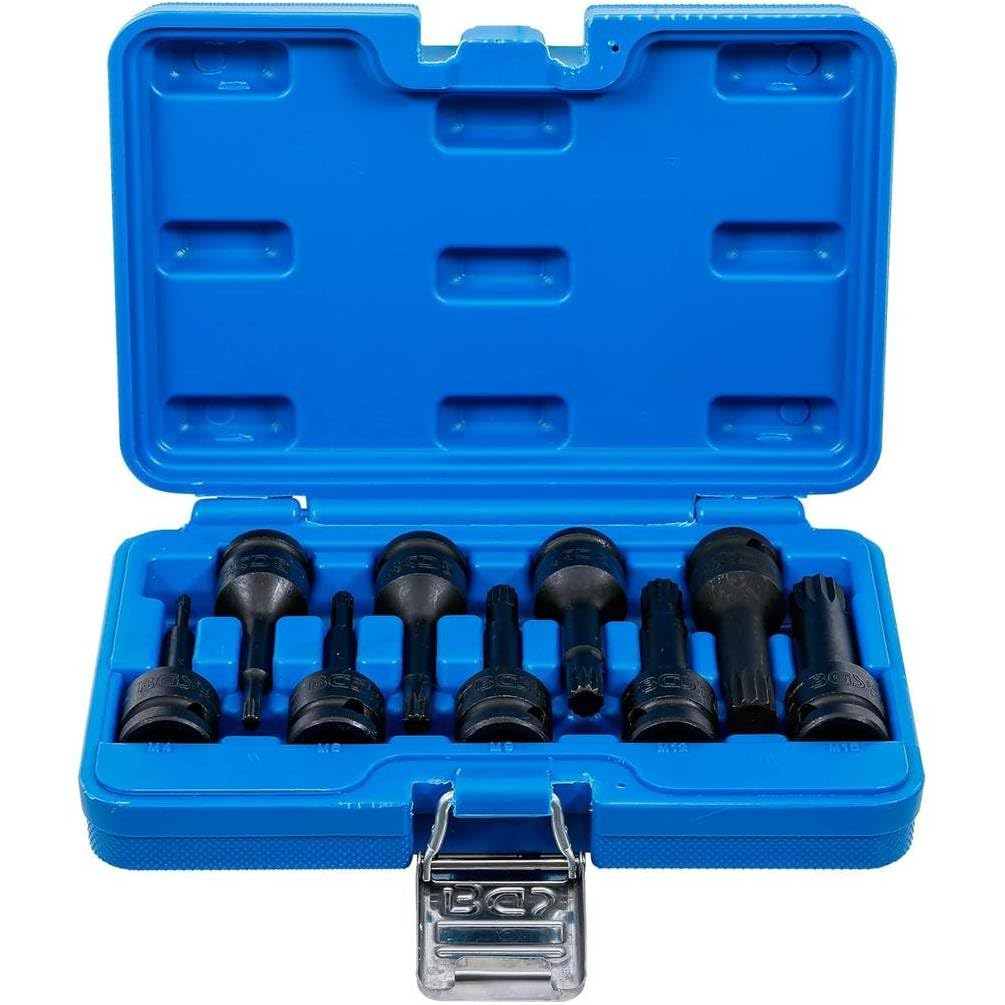 D-Work - Set di boccole a percussione, 12,5 mm (1/2), dentizione multipla interna XZN M4-M16-9 pezzi, resistente e polivale