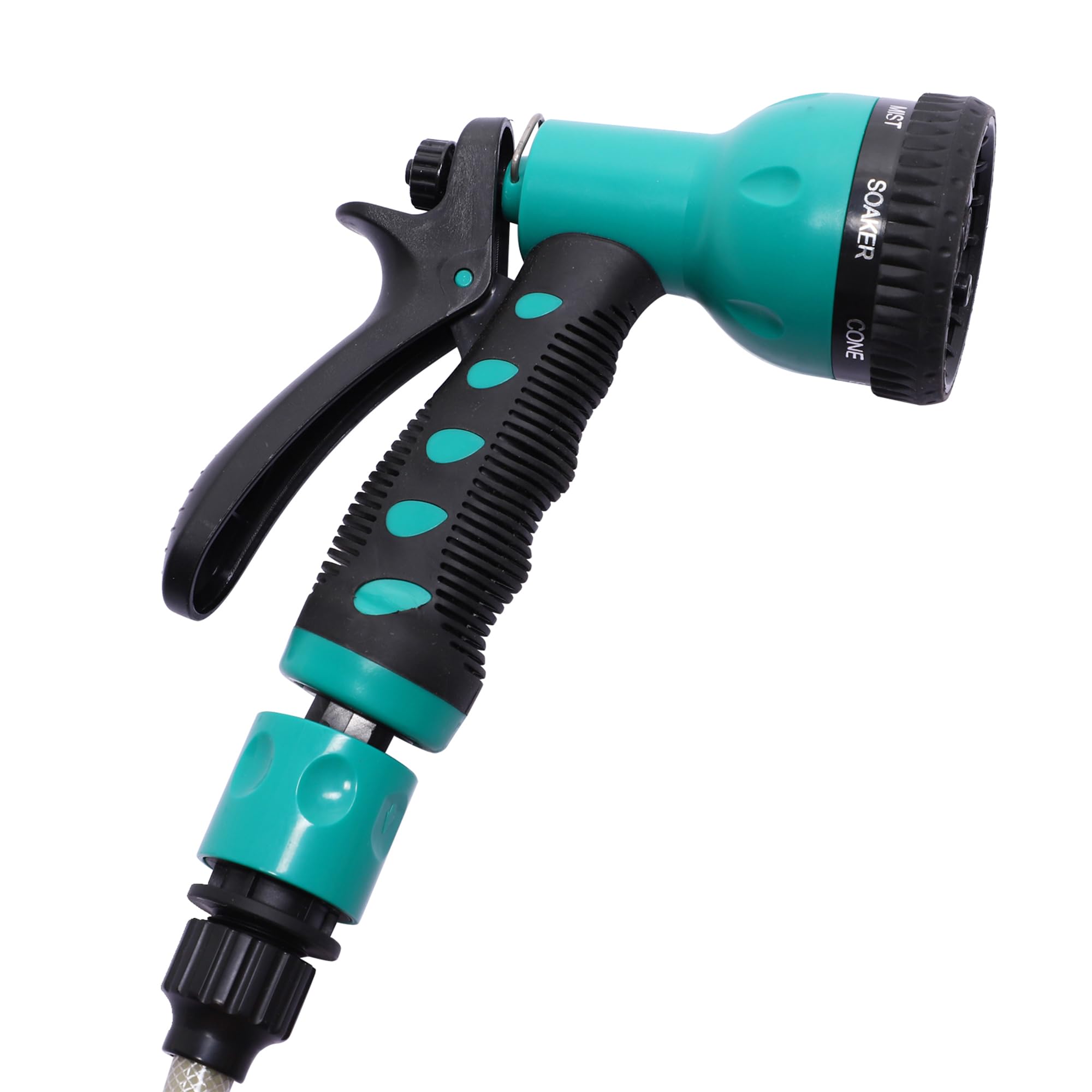 DURHAND 10m Garden Hose Reel Wall Mounted Auto Rewind with 7 Patterns Spray Nozzle, Includes Wall Fixings