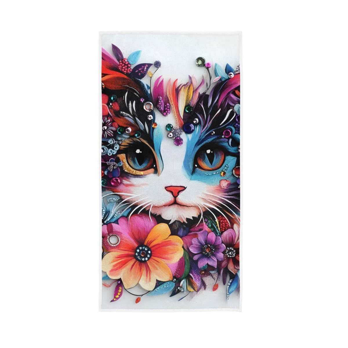 HUYGD Colorful Cat Face Hand Towel Soft Washcloths Hand Towels Cotton 15 x 30 Inch