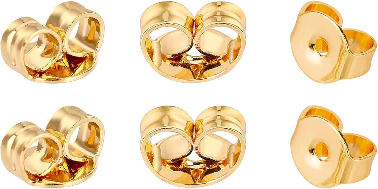 Chiusure per Orecchini in Oro 6 x 5 mm, Tappi Posteriori per Orecchini, AIEX