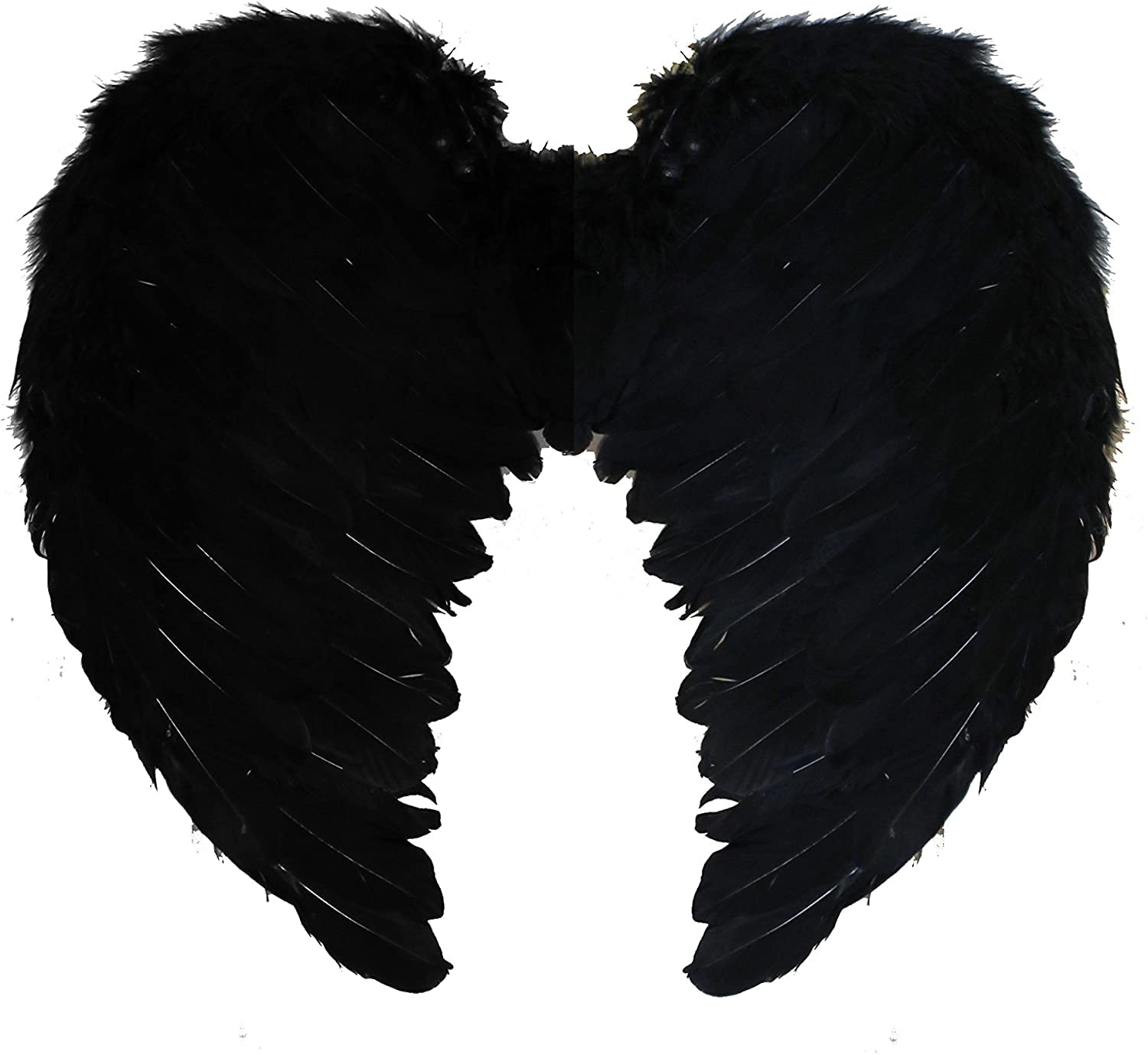 Halloween Black Angel Wings - Pack of 24 - Black Feather Wings with Elasticated Straps - Adults Dark Angel Halloween Trick or Treat Fancy Dress Costume Accessory