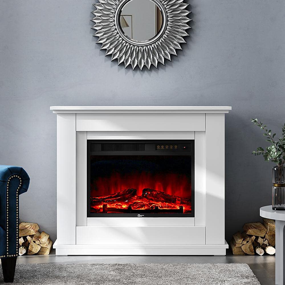 INMOZATA Electric Fire and Surround 50 inch White Electric Fireplace