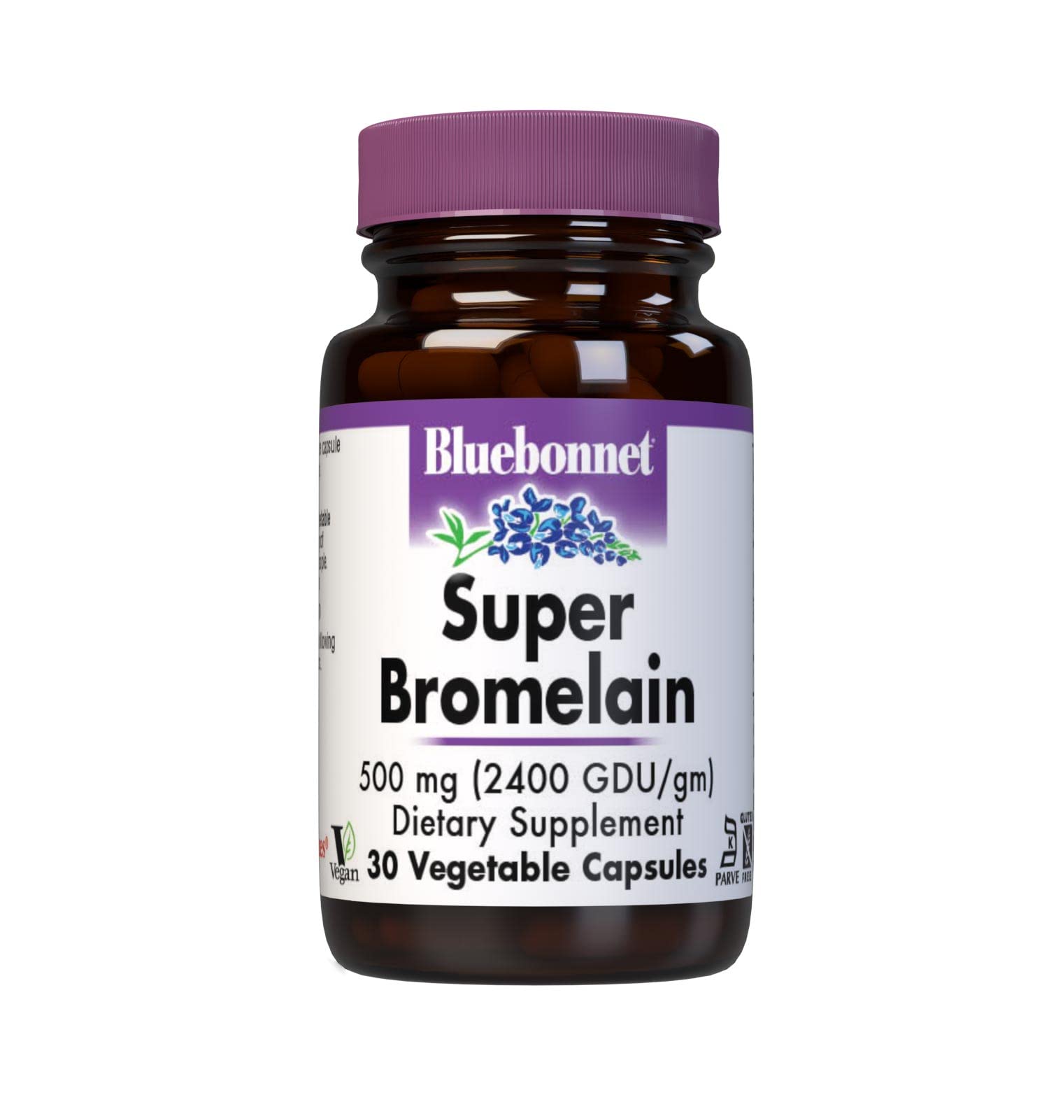 Bluebonnet Nutrition Super Bromelain Vegetarian Capsules, Pineapple, 500 mg, 30 Count