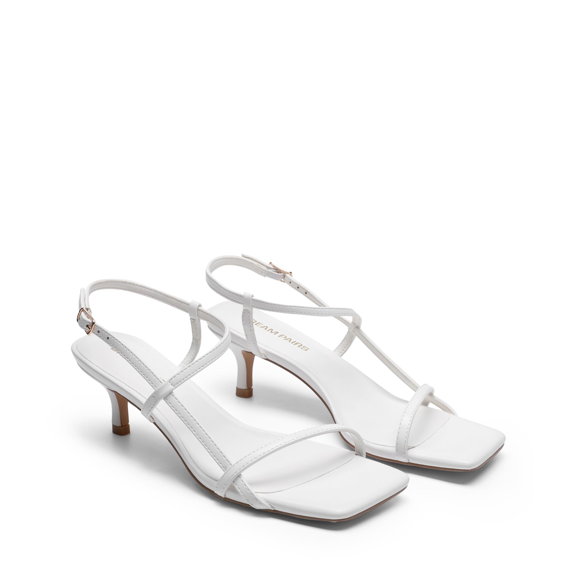 DREAM PAIRS Sandales Femme Talon Kitten Escarpins Femme Bout Carré Brides Croisées Bride Cheville Chaussures Ouvertes Talon Été Soirée Mariage Sortie Ville Vacances