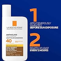 Vista 6 de La Roche-Posay Anthelios Sunscreen SPF 50, Ultra-Light Fluid Broad Spectrum SPF 50, Face Sunscreen with Titanium Dioxide Mineral, Lightweight &