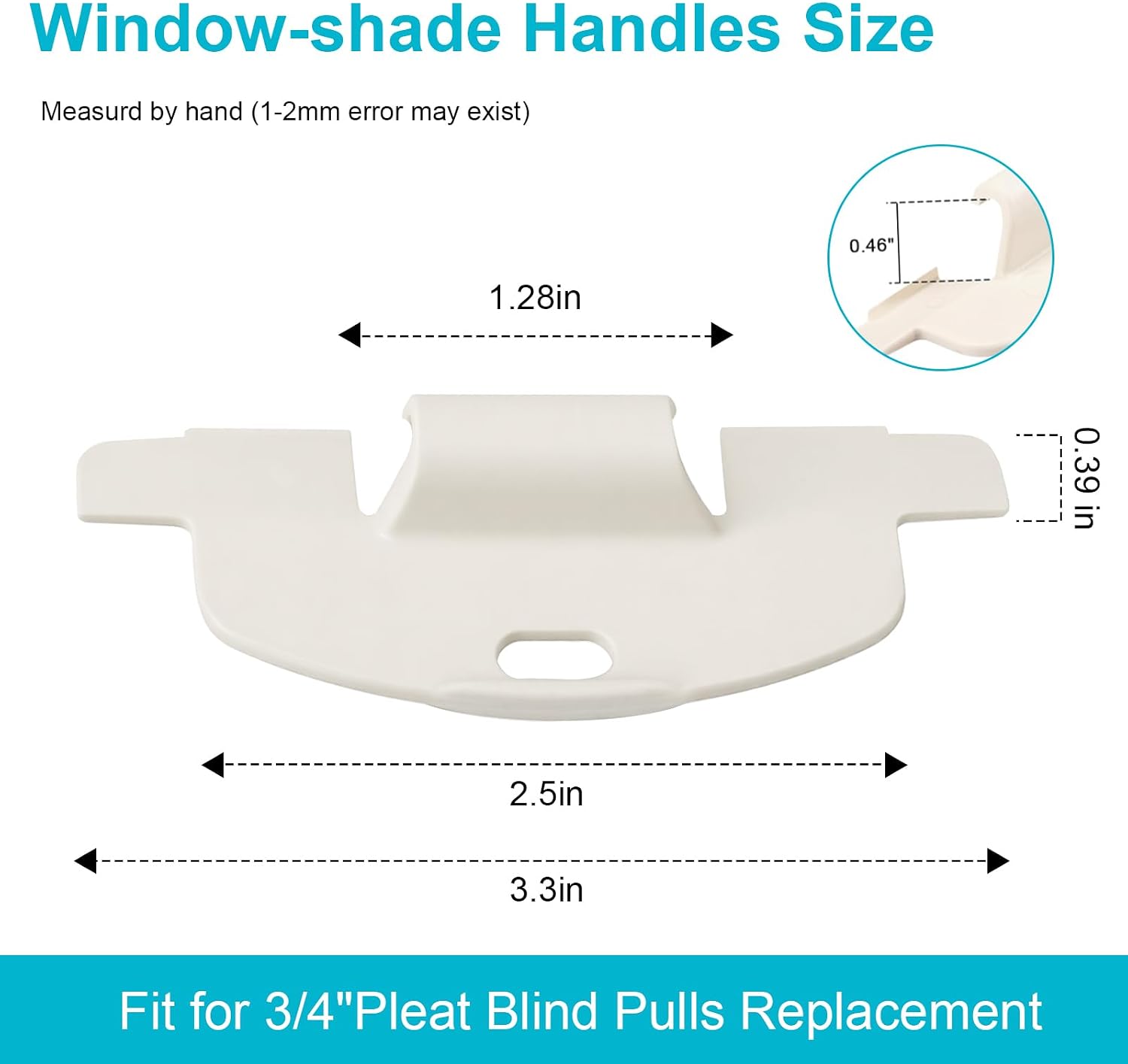 for Hunter Douglas Blind Clips Lite Rise Handle, 3/4" Bottom Rail Handle for Cordless Shade Handle Replacement for Hunter Douglas Duette Window and Applause Cordless Shades 3 Pack