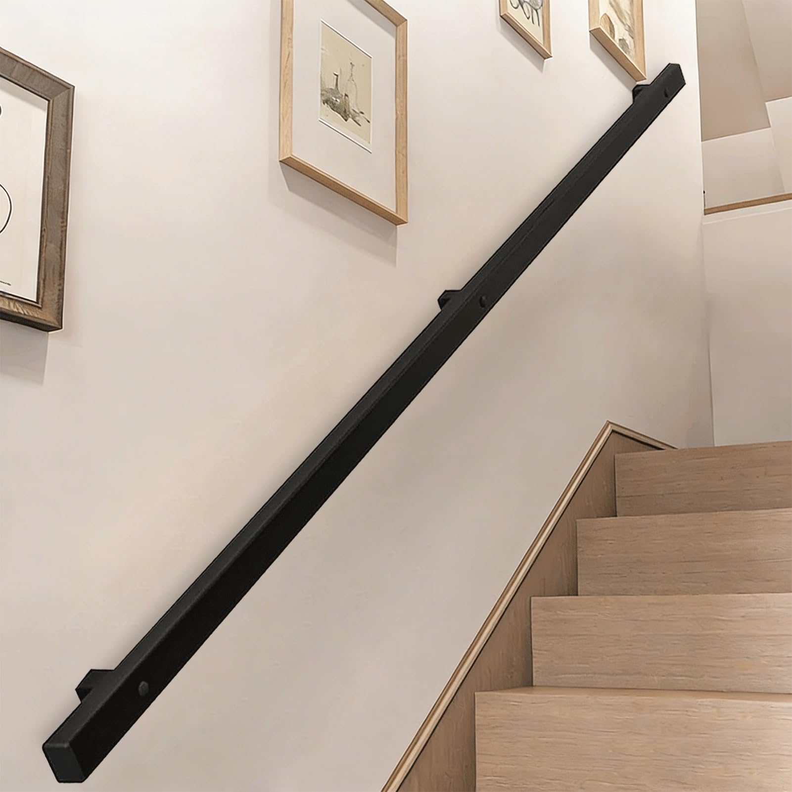 Rampe d'escalier 6m noire : tige support sécurité fer forgé mural