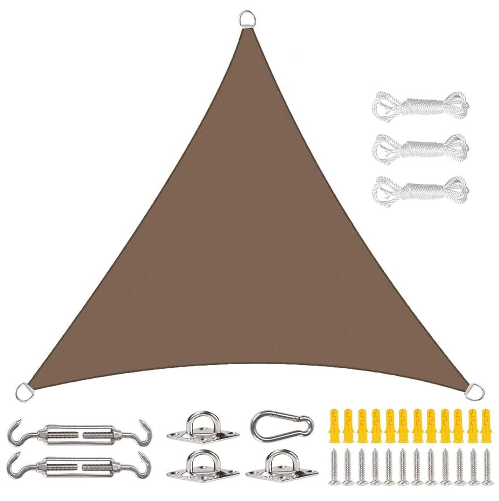 GOUJIAN Shade Sail, Sun Protection Awning, Breathable, HDPE, Garden Awning for Outdoor Garden Patio, UV Block - Triangle (Brown, 2 x 2 x 2 m)