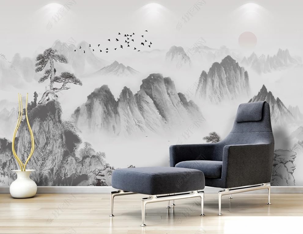 Papier peint paysage chinois géant | Revêtement intissé premium pour grand mur de chambre
