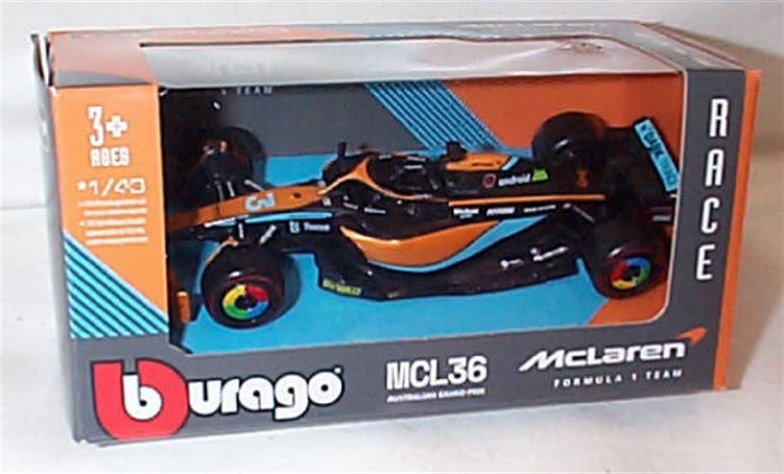 Burago McLaren F1 MCL36 Australia GP 2022 Lando Norris car 1:43 scale Diecast model