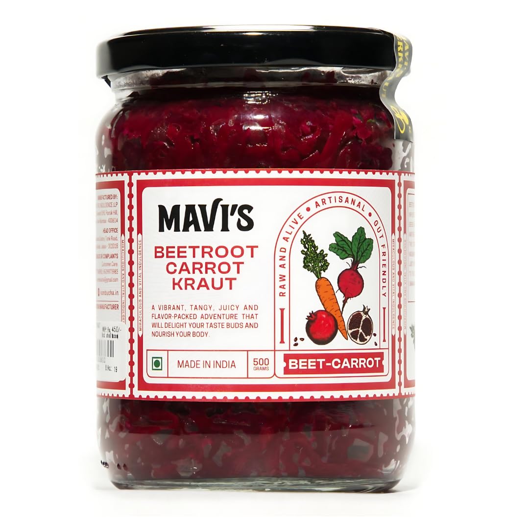 Sponsored Ad - Mavi’s Beetroot Carrot Kraut | Traditionally & Naturally Fermented | No Preservative, No Artificial Flavors or Colours | Artisanal Fermented Probiotic Pickle | 100% Natural & Vegan | Pack of 1 | 500g