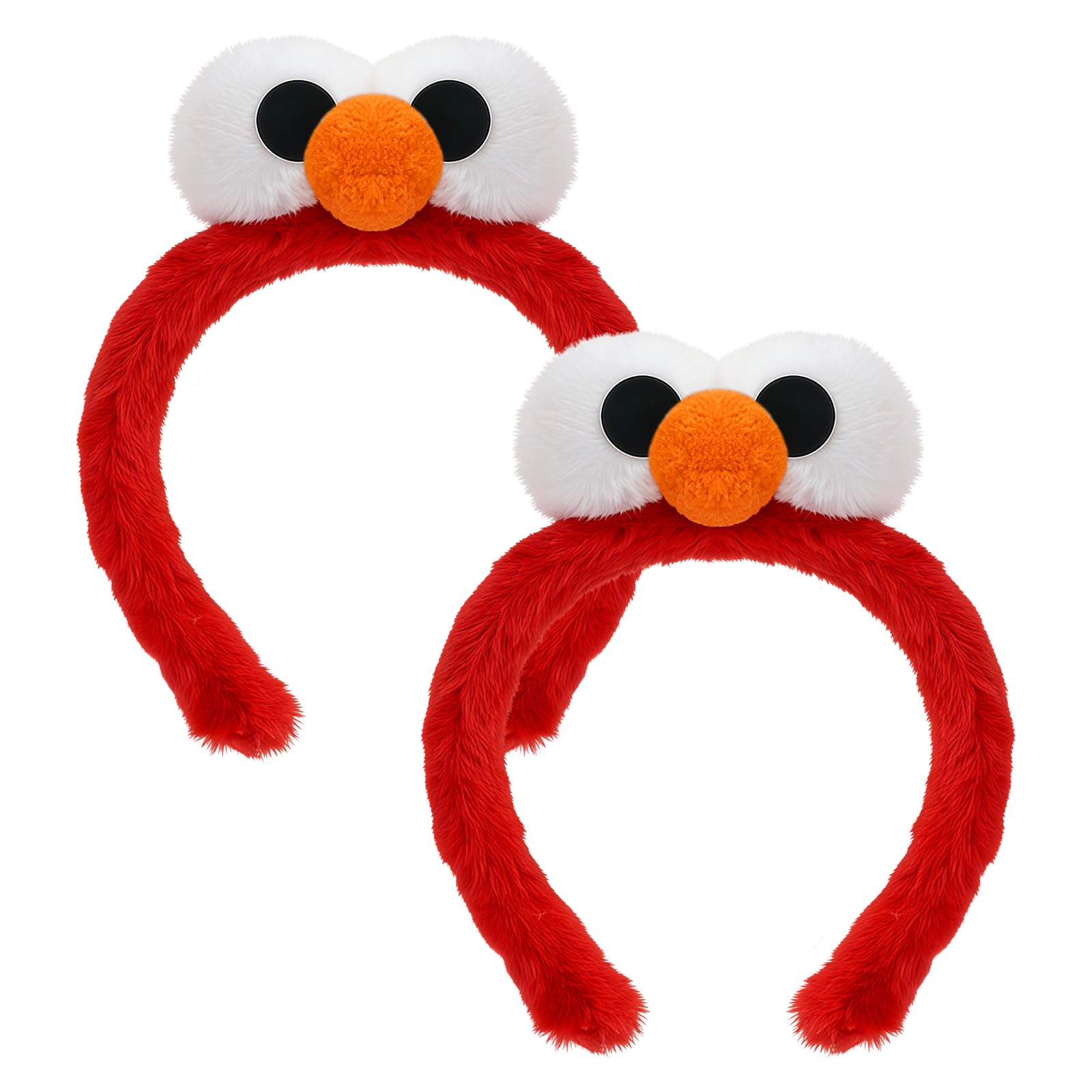 JUFYVO 2 Pack Red Cartoon Headbands Monster Eyes Hair Hoops Women Winter Thick Plush Headbands Cartoon Fuzzy Costume Novelties Headbands for Halloween Party