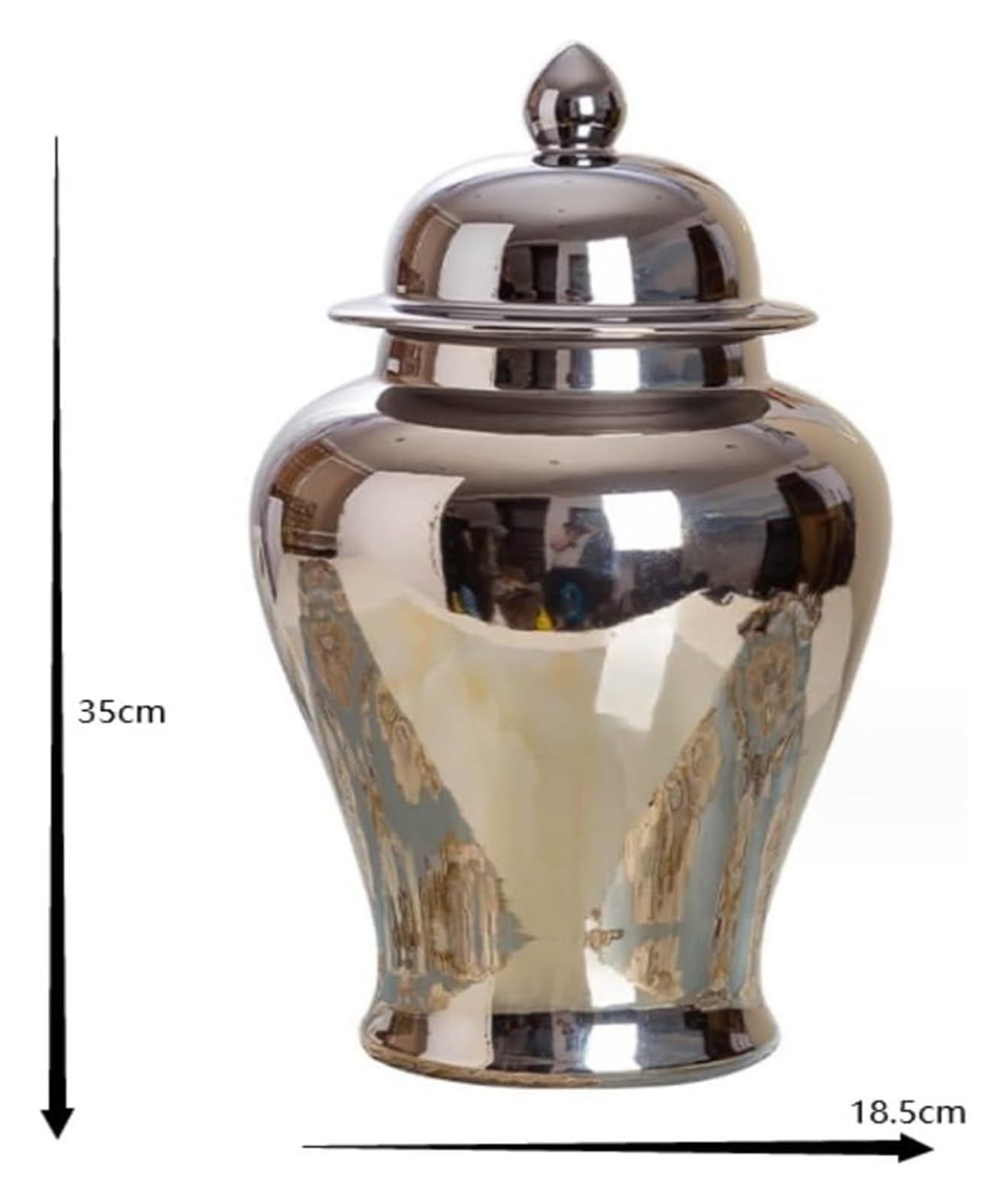 Wazon ceramiczny, słoiki na imbir z pokrywką do dekoracji, tradycyjne wazony na suszone kwiaty, chińska porcelana, dekoracja stołu (średnica 22 * 39 cm) (szary wilk 18,5 * 35 cm)