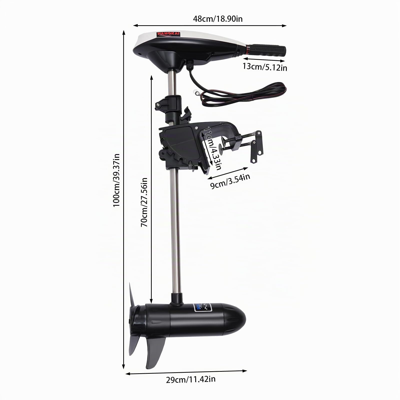 Fueraborda eléctrica de 45 libras, 552 W, 12 V, mango retráctil, motor eléctrico, 5 marchas hacia adelante y 3 marcha atrás, altura ajustable para kayaks, canoas, botes inflables